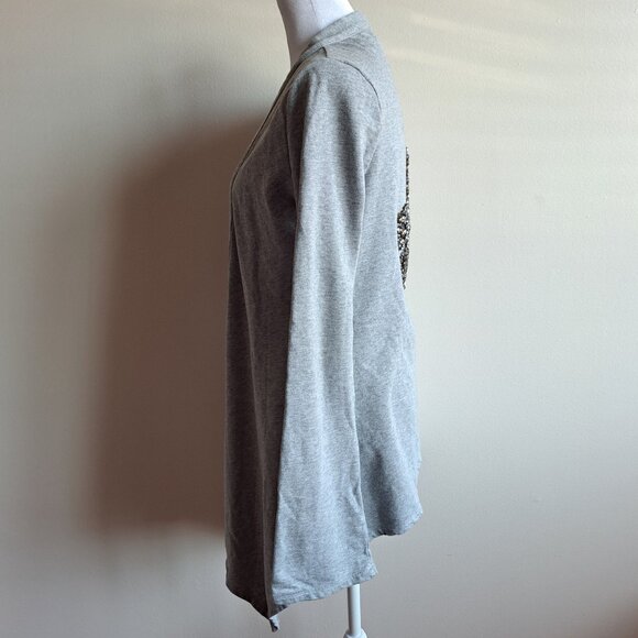 Twisted Heart Women's Grey Cardigan Sweater with Fleur de Lis Size S - Picture 5 of 15